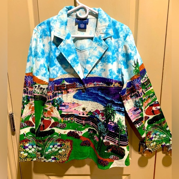 NWOT Artscapes Tropical Seaside Beach Scenic Jacket, Large - Picture 1 of 13